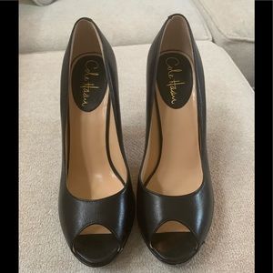 Cole Haan black peep toe pumps